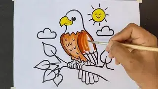 Very easy Owl drawing tutorial || Bird drawing with watercolor #drawing #owl #video 