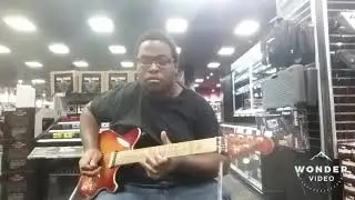 Playing a used 2007 Ernie Ball Music Man Axis electric guitar at Guitar Center in Las Vegas, NV
