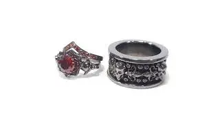 Matching Vampire Skull Rings French Flower Gothic Skull Couple Rings