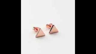 Rose Gold Plated Triangle Stud Earrings by Philip Jones Jewellery
