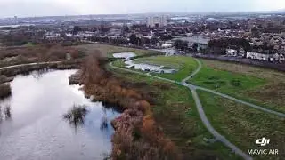 Ingrebourne Hill, Rainham Essex looking southwest towards river Thames