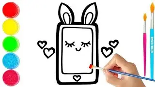 Cute Mobile Phone Drawing and Coloring for Kids | Easy Phone Drawing 🎨📱