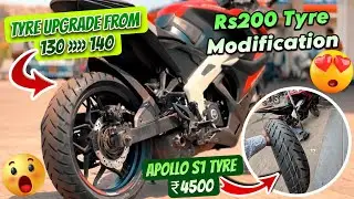 Pulsar Rs200 Tyre Size Upgrade From 130 to 140 ⚡ || Pulsar Rs 200 || Pulsar Rs200 Tyre Modified 🔥