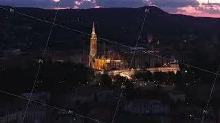 Aerial slide and pan shot of Halaszbastya. Popular tourist destination with lookout terraces
