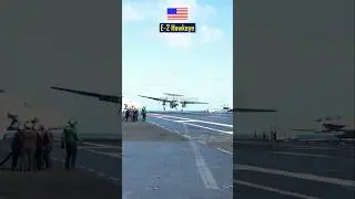 Nail-Biting E-2 Hawkeye Touchdown on Aircraft Carrier