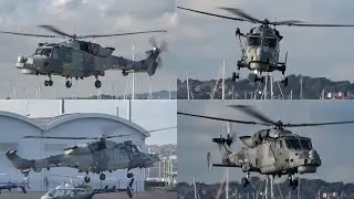 Royal Navy Wildcat HMA2 Arrival & Departure from Heliops Portland
