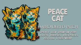 Peace Cat Embroidered Patch &ndash; Colorful Hippie Kitten Iron-On @embroverse
