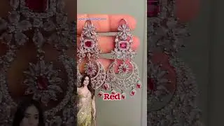 3 colous with golden lehenga!✨#bollywoodjewellery #brideaccessories #bridaljhumka #trendingjewellery