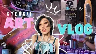 Reorganizing My Art Space | Spray Painting & Stencils | Art Studio Vlog 01