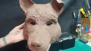 Dog face sculpture, monster clay.