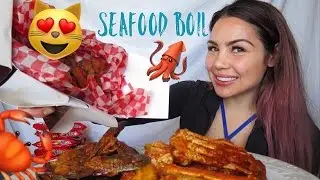 MUKBANG 🦀 CAPTAINS SEAFOOD BOIL 먹방 Crunchy Calamari 13k Giveaway | Eat with Me!