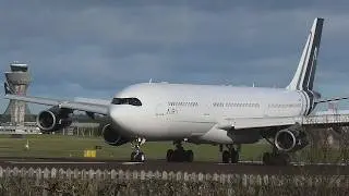 NEW LIVERY AirX A340 300 9H-BIG lands at Newcastle Airport