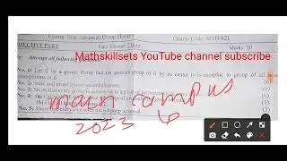 solved paper MTH-621 Advance Group Theory 2023 GCUF Main campus II Mathskillsets