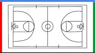 How to draw a Basketball Court step by step for beginners
