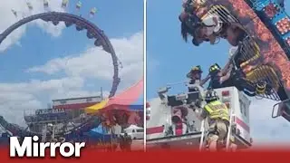 Kids stuck upside down on rollercoaster for hours