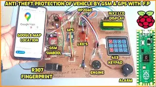 Защита автомобиля от угона с помощью GSM и GPS с проверкой отпечатков пальцев с помощью Raspberry Pi Pico