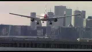 777 BA landing 27 new runway  platform boston logan airport plane spotting