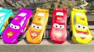 Colors Lightning McQueen in Trouble with Train   Disney Pixar Cars Spiderman Cartoon for Kids