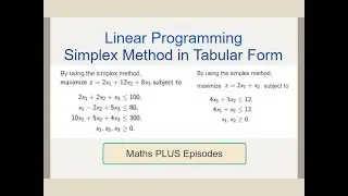Linear Programming Simplex Method in Tabular Form [EP3]