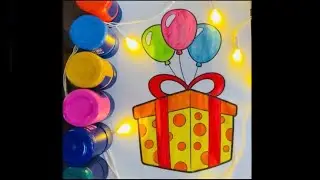 Gift Box Drawing Easy Step-By-Step For Kids | Gift Box Drawing Kaise Banay.
