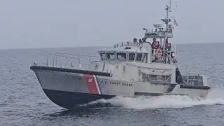 US Coastguard Vessel Heads Back From A Point Pleasant Beach, NJ Training Rescue Mission 