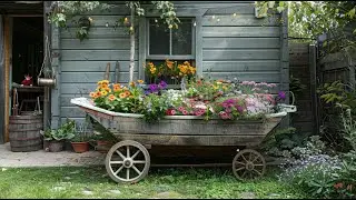 Beautiful Upcycled Garden Crafts for a Charming Rustic Farmhouse Backyard Garden