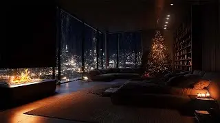 Midnight Rain Outside the Window - Low-Light Bedroom & Gentle Fire Crackle - Peaceful Sleep Mood