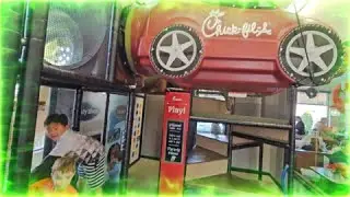 Ethan and His Little Brother Having Fun at Chick-fil-A's Indoor Playground