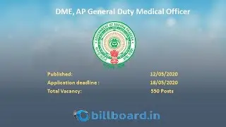 Directorate of Medical Education GDMO Recruitment  2020  550 Posts|Govt of Andhra Pradesh|OBillboard