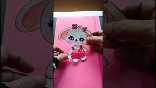 🐰Cute Bunny no wire paper doll drawing+making TUTORIAL‼️#youtubeshorts#paperdollcraft#drawing
