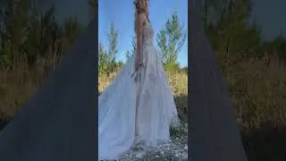 Sequin Tulle & Organza Bridal Ball Gown w/ Hand-Beaded Lace, Metallic Thread & Crystal Accent Bodice