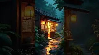 Rainy Night &ndash; Cinematic Anime  | Peaceful Rain Sounds & Cozy Wooden Shop Vibes #animeart #shorts