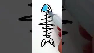 Fish bone canvas easy drawing idea #fish #drawing #easydrawing