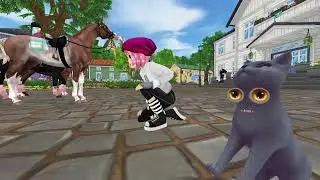 SSO Star Stable funny glitch | Our pet cat from Fort Pinta Festival is petrified! o_O
