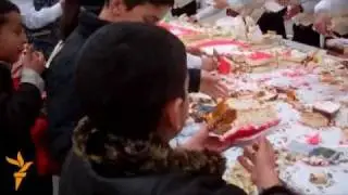 Ilham Aliyev's Birthday - azeri people starving and fighting for the 12 ton cake