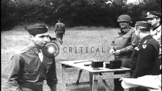 Decoration ceremony for US Army Air Forces 9th Air Force fighter pilots in France...HD Stock Footage