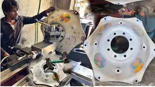 Incredible Process Tractor Huge Wheel RIM Plate Changing Restoration In The Workshop Production
