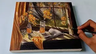 How to paint Beautiful Autumn 🍁 Scenery // Painting Morning views ☀️ 🪟 through Windows