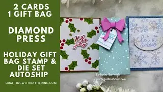 2 Cards | 1 Gift Bag | 9 Gift Tags Diamond Press Holiday Gift Bag Stamp & Die set HSN Autoship