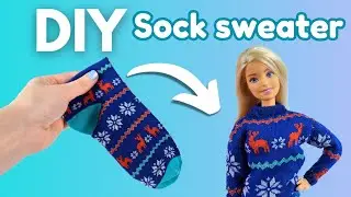 I Turned my SOCK into a Sweater for Barbie😱 DIY 1:6 scale barbie doll sweater