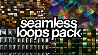 4K Seamless Loop Abstract Backgrounds Pack - Golden Silver and Rainbow Metallic Tiles.  Free Samples