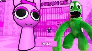 PINK SPRUNKI vs GREEN MONSTER PRISON RUN FULL GAMEPLAY - ROBLOX