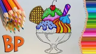 Ice Cream coloring book How to draw ice cream learn Мороженое Раскраска для детей Как нарисовать