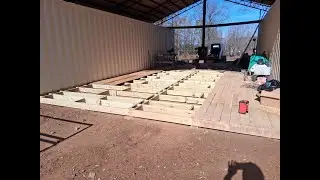 Container Home Build Weekend Update: Deck Frame, Temporary OSB & Cozy Wood Stove Fire