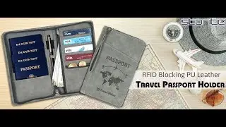 Storite RFID Blocking PU Leather Travel Passport Holder Cover Case with Removal Hand Strap