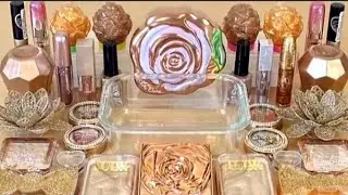 Rose💛 GOLD 💫SLIME Mixing makeup and glitter into Clear Slime 100💫% ASMR Satisfying