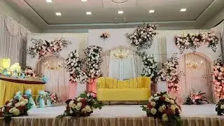 Ring ceremony stage decoration// सगाई स्टेज डेकोर 💐@Aryanflower36 #stagedecor #eventdecor 