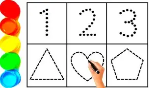 Shape drawing for kids, Number, Color for Toddlers, Learn 2d shapes, Preschool learning video P-17.6