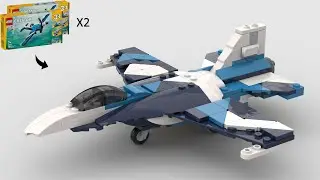 LEGO General Dynamics F-16 Fighting Falcon Aggressor - Alternate Build of 2 x 31160 Race Plane