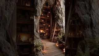 rustic elven treehouse library built into a #aianimations  #kidsstories #cartoon